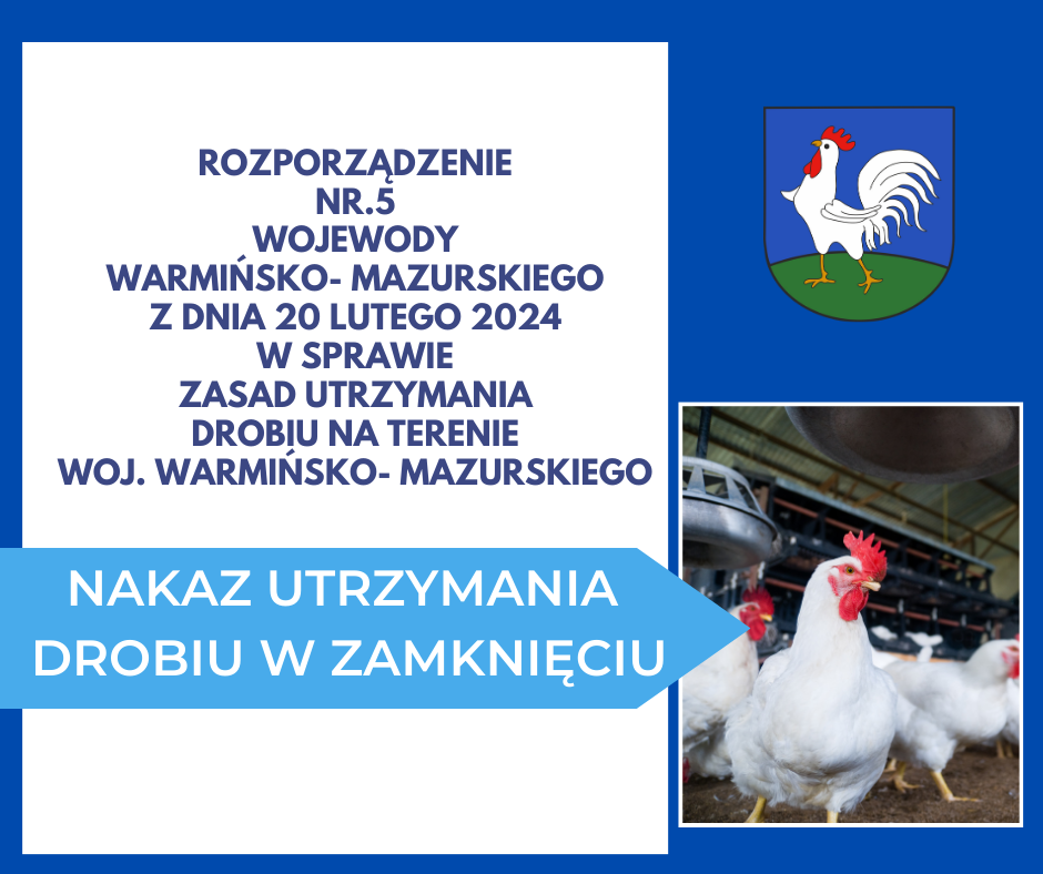 Ilustracja do informacji: Rozporządzenie nr 5 W W-M z dnia 20.02.2024r. ws. zasad utrzymywania drobiu na terenie województwa warmińsko-mazurskiego