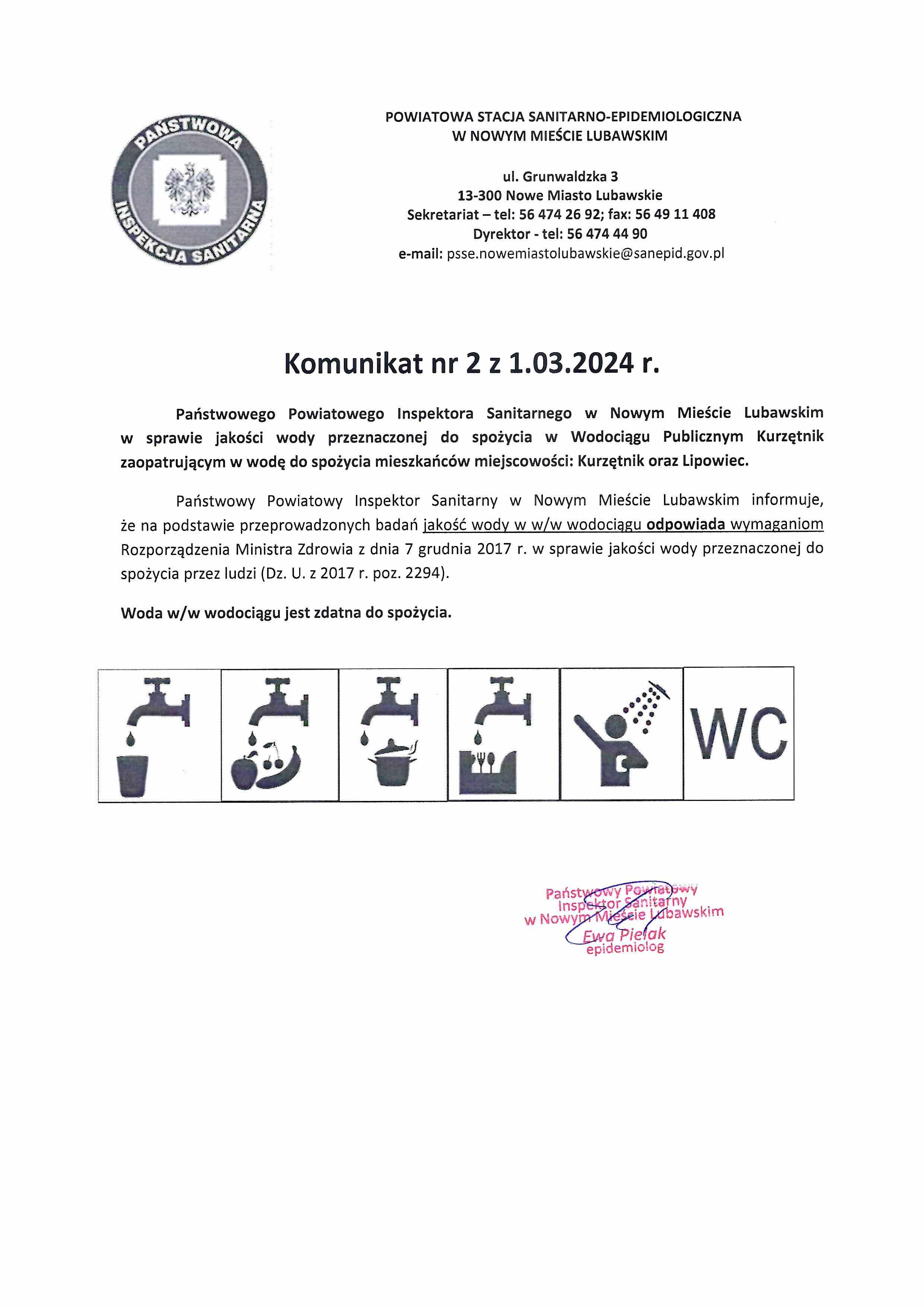 Ilustracja do informacji: Powiatowa Stacja Sanitarno-Epidemiologiczna w Nowym Mieście Lub. przesyła w załączeniu Komunikat Nr 2 z dnia 1.03.2024 r.