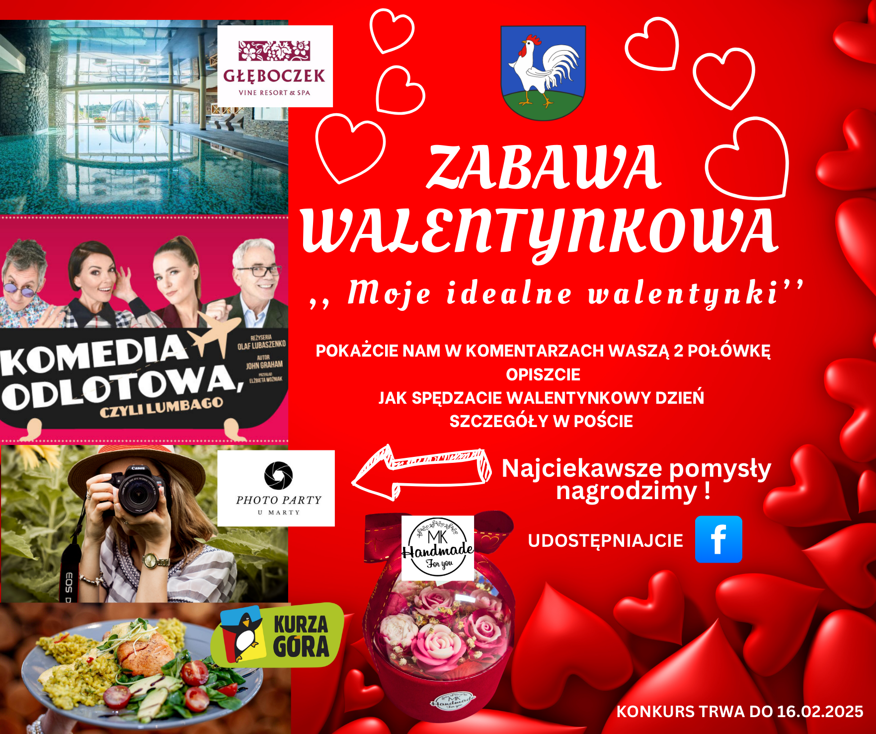 Ilustracja do informacji: Zabawa Walentynkowa - Konkurs na FB Gminy Kurzętnik