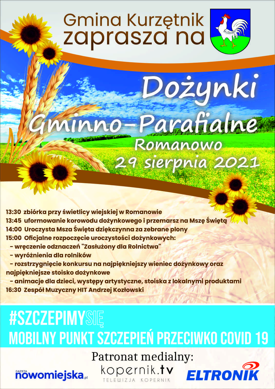 Ilustracja do informacji: DOŻYNKI GMINNO-PARAFIALNE ROMANOWO 29 SIERPNIA 2021